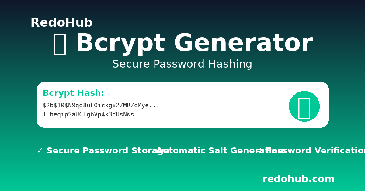 Free Bcrypt Generator Online - Secure Password Hashing | RedoHub